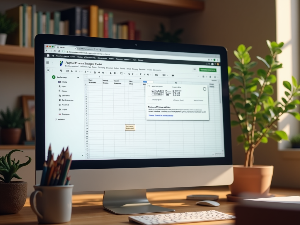 Laptop screen displaying a spreadsheet labeled 'Astrogal Parsely-toxicology Cycles' on a desk surrounded by plants and pens.